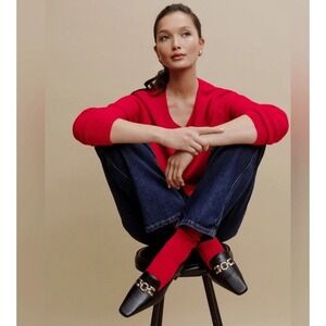 Reformation Black Loafers with Gold Chain Detail